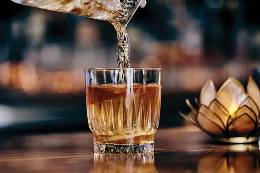 Rum cocktail served at the bar of Escobar Bálna in Budapest