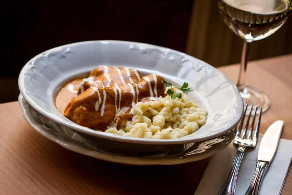 Traditional Hungarian main dish served hot at Escobar Bálna